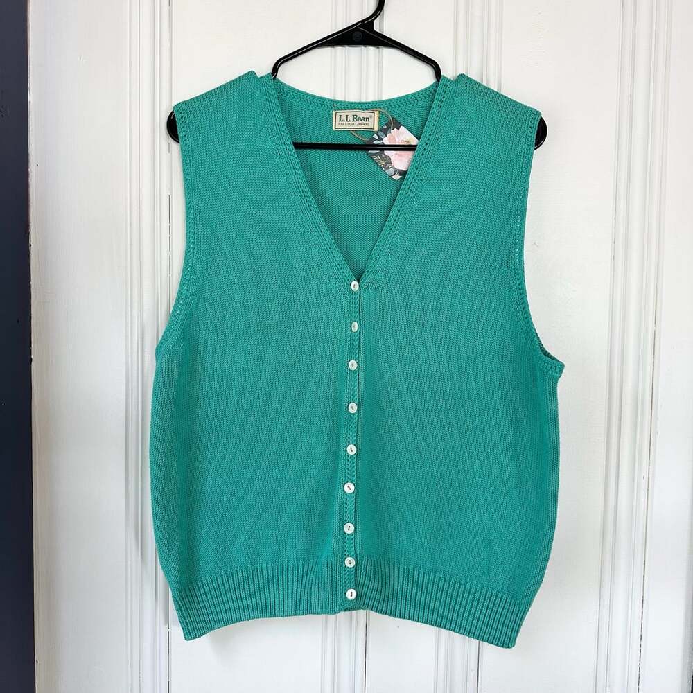 Vintage L.L. Bean Teal Button Sweater-Vest, size Large